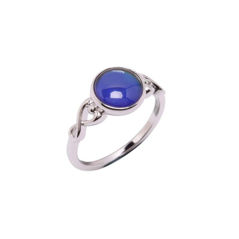 Precious Pieces .925 Sterling Silver Round Mood Ring Changes Colors for Little Girls, Kids, Teenagers, Women or Adults - Image 1